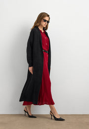 Sakal İplik Model Uzun Hırka  Siyah