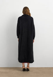 Sakal İplik Model Uzun Hırka  Siyah