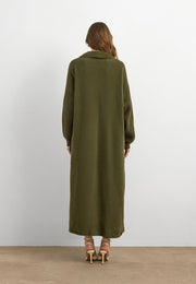 Damla Taşlı Uzun Hırka Haki