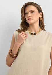 Doğal Taş Detaylı Zarif Kolye