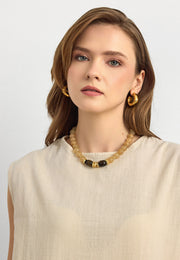 Doğal Taş Detaylı Zarif Kolye