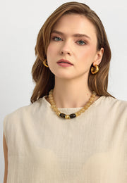 Doğal Taş Detaylı Zarif Kolye