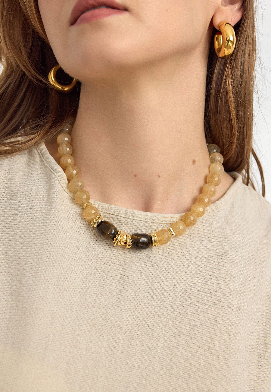 Doğal Taş Detaylı Zarif Kolye