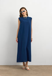 Keten Gömlekli İkili Takım Lacivert