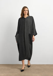 Oversize Kareli Cepli Koton Elbise