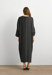 Oversize Kareli Cepli Koton Elbise