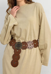 Zımbalı Suni Deri Kemer