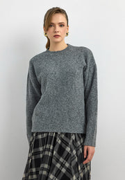 10640 Bisiklet Yaka Yumuşak Dokulu Kazak-Füme Mel.