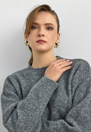 10640 Bisiklet Yaka Yumuşak Dokulu Kazak-Füme Mel.