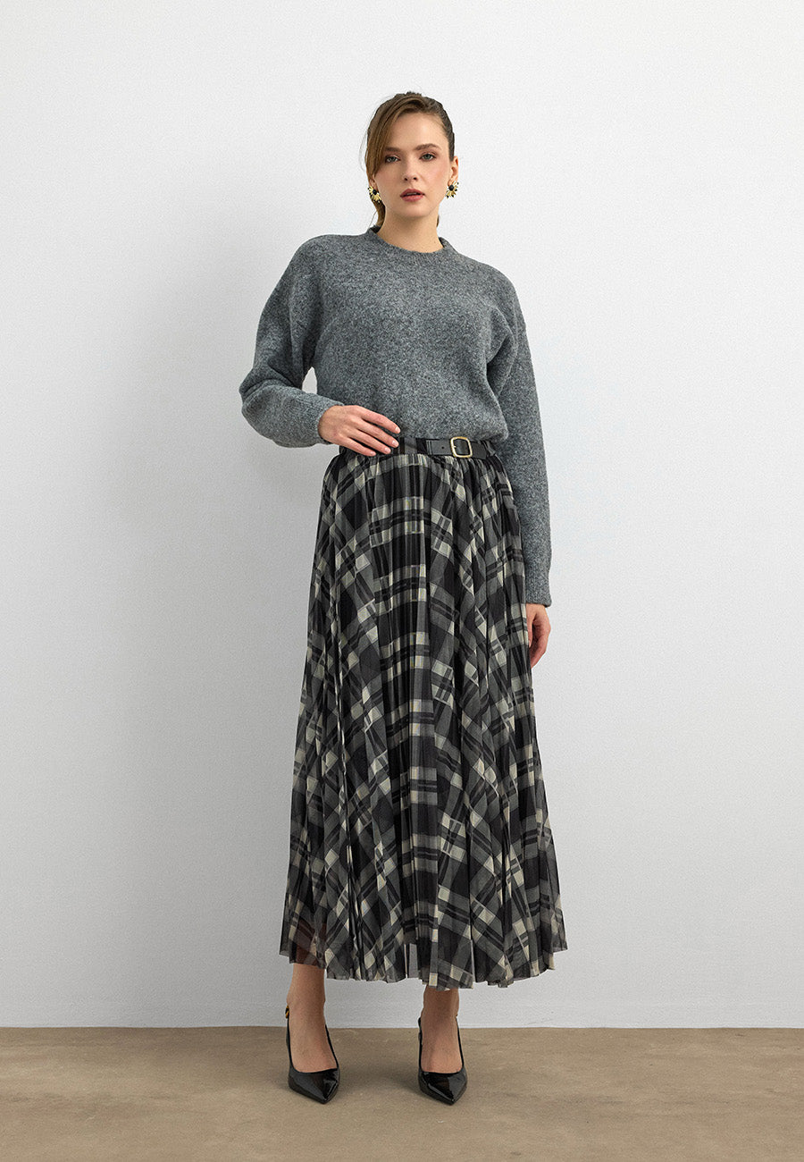 7222 Piliseli Kareli Etek