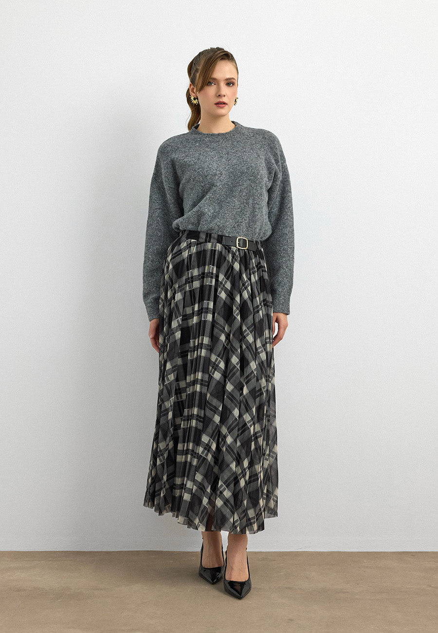 7222 Piliseli Kareli Etek