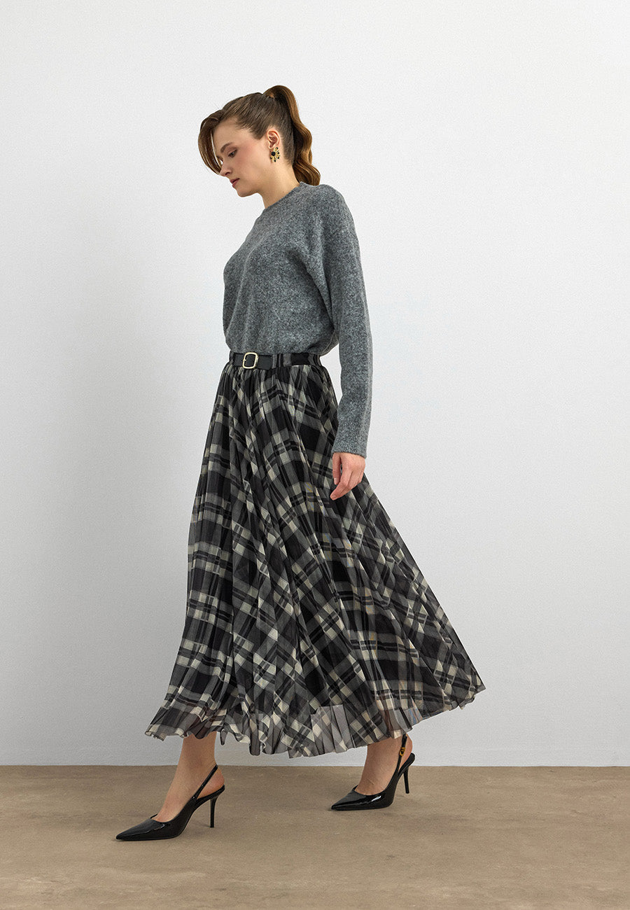 7222 Piliseli Kareli Etek