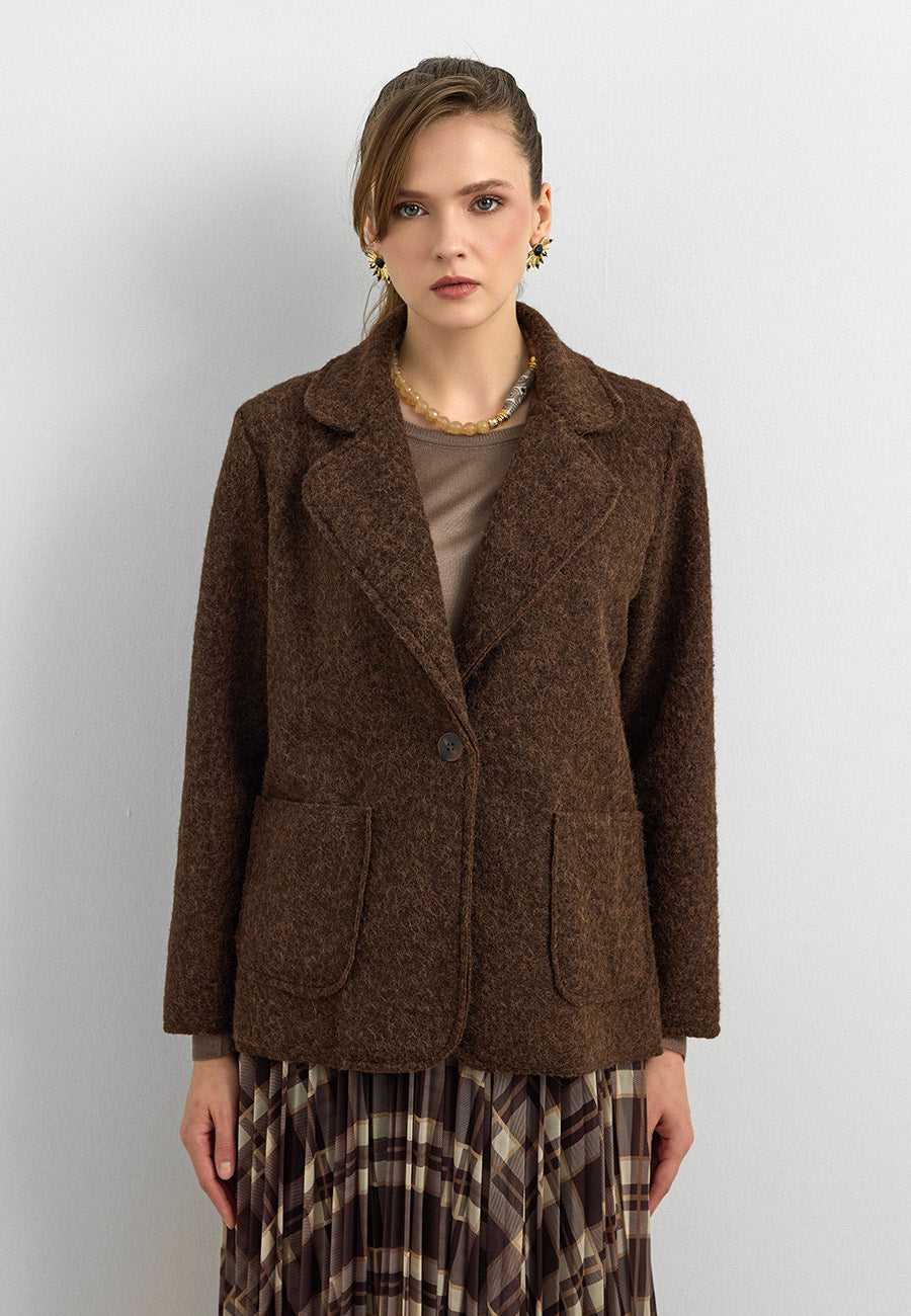 %100 Keçe Ceket-Kahverengi