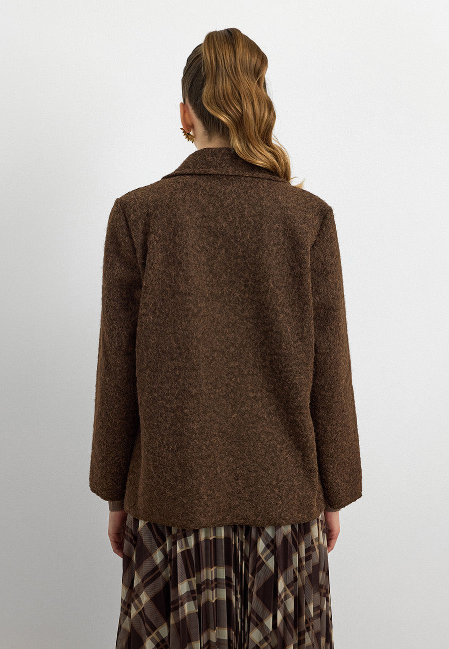 %100 Keçe Ceket-Kahverengi