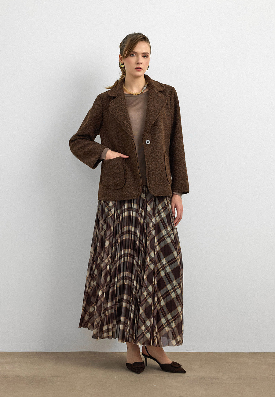 %100 Keçe Ceket-Kahverengi