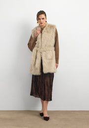 Kisya Tüylü Bağlamalı Yelek