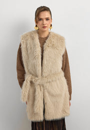 Kisya Tüylü Bağlamalı Yelek