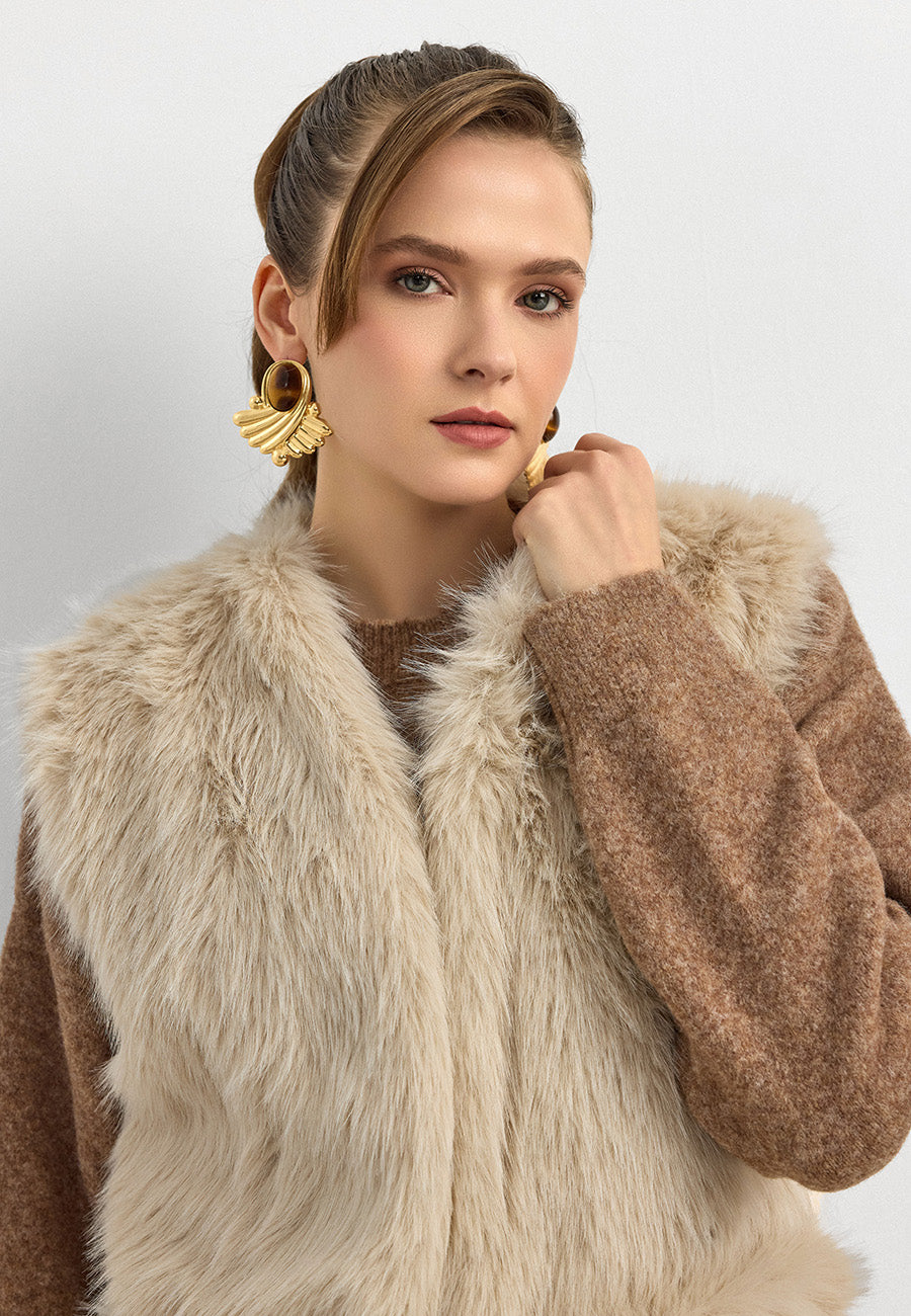 Kisya Tüylü Bağlamalı Yelek