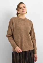 10640 Bisiklet Yaka Yumuşak Dokulu Kazak-K. Bej Mel.