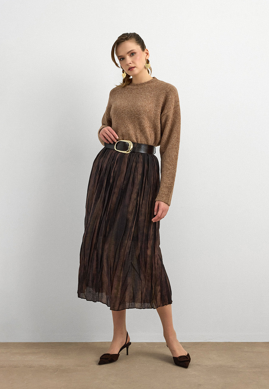 Doğal Akışlı Desenli Kemerli Etek