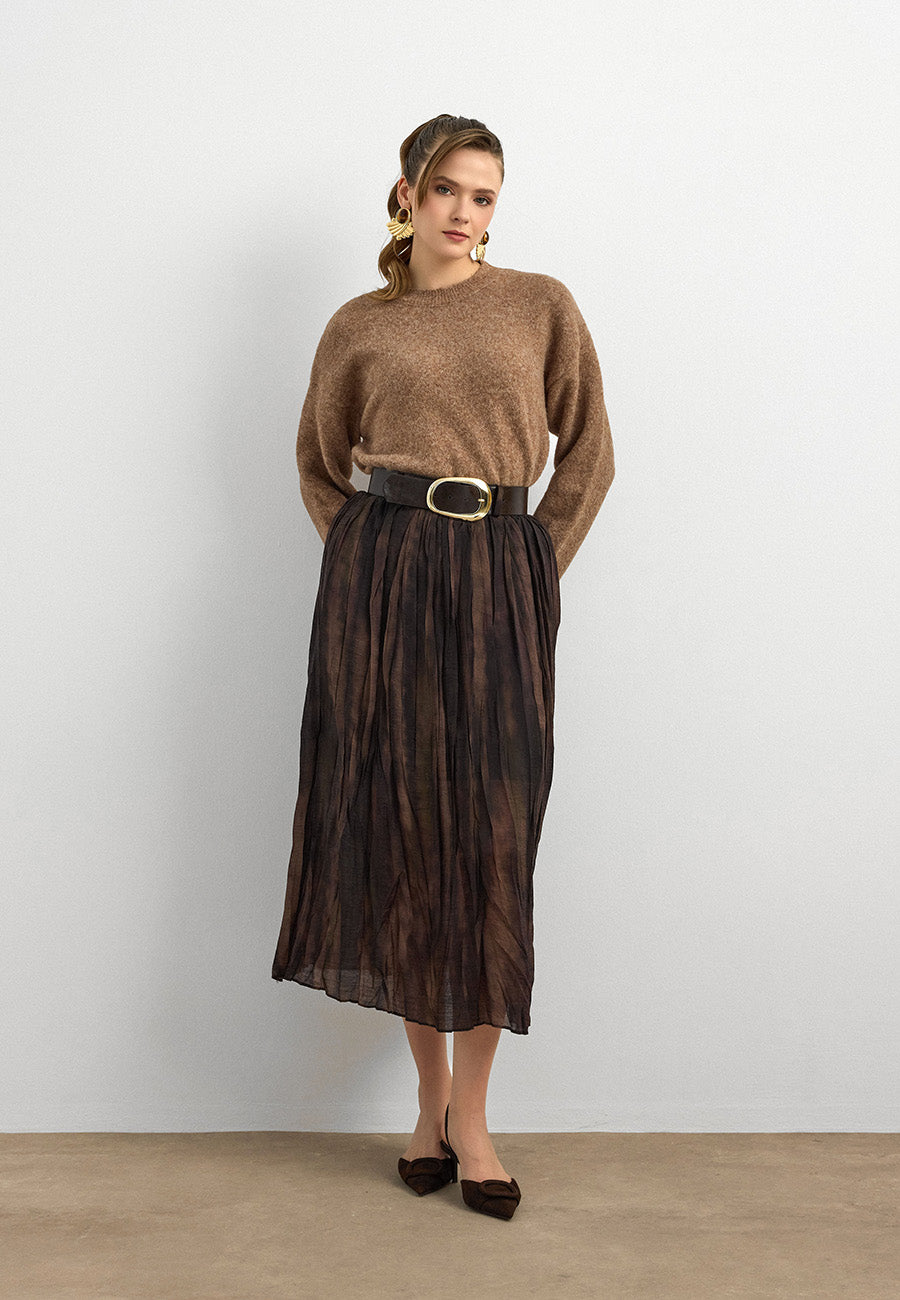 10640 Bisiklet Yaka Yumuşak Dokulu Kazak-K. Bej Mel.