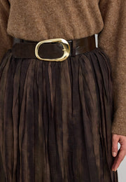 Doğal Akışlı Desenli Kemerli Etek