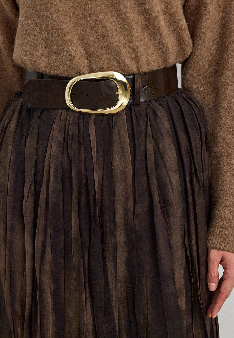 Doğal Akışlı Desenli Kemerli Etek