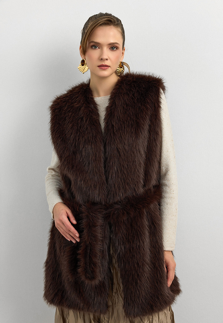 Kisya Tüylü Bağlamalı Yelek