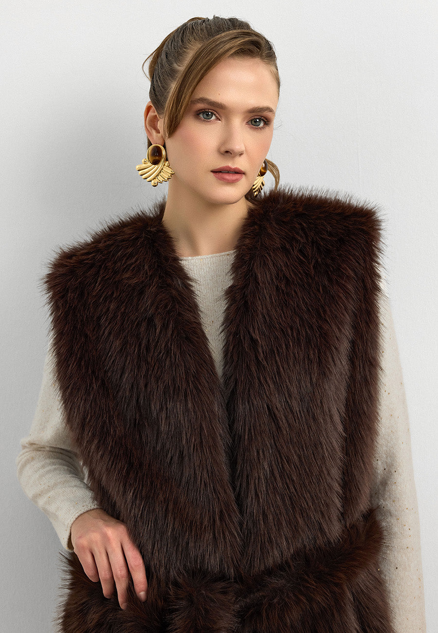 Kisya Tüylü Bağlamalı Yelek