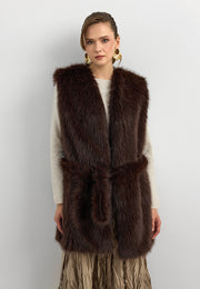 Kisya Tüylü Bağlamalı Yelek