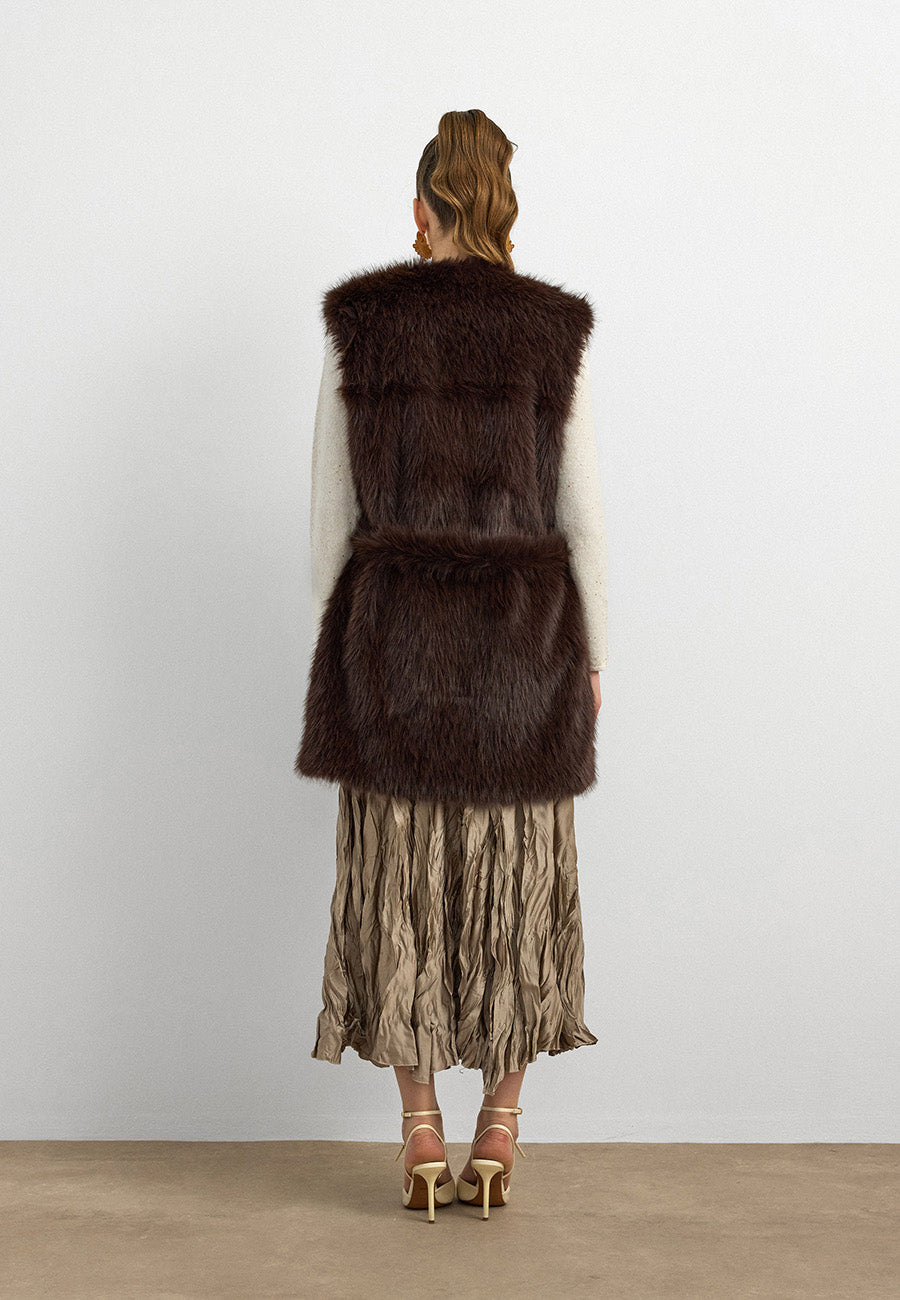 Kisya Tüylü Bağlamalı Yelek