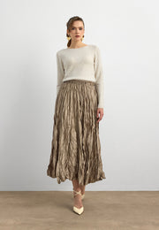 10836 Yün Karışımlı Parıltılı Kayık Yaka Kazak-Bej