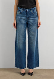 %100 Pamuk Düşük Bel Jean-Mavi