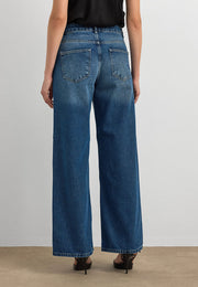 %100 Pamuk Düşük Bel Jean-Mavi