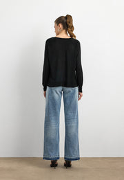 10536 Bisiklet Yaka İnce Triko-Siyah