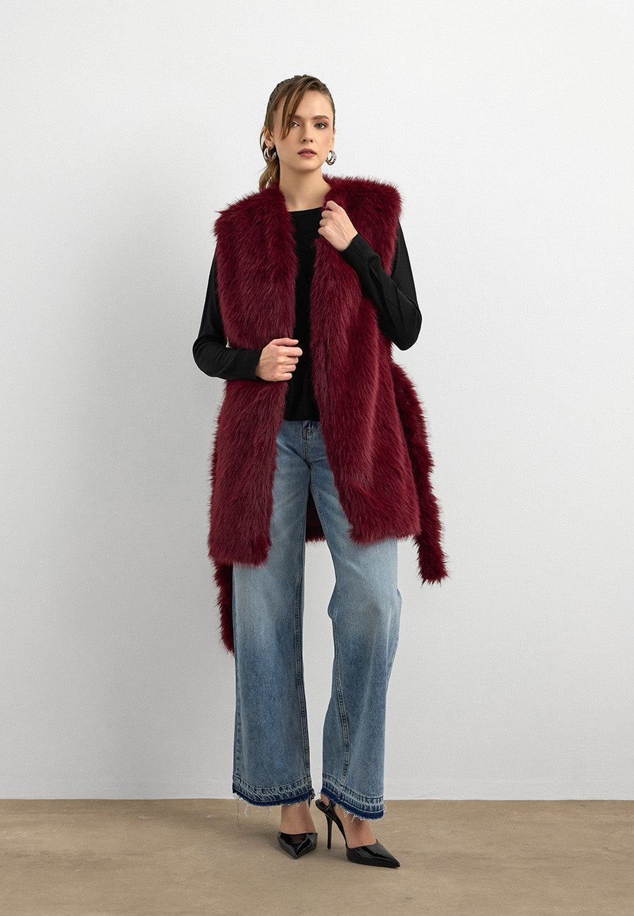 Kisya Tüylü Bağlamalı Yelek