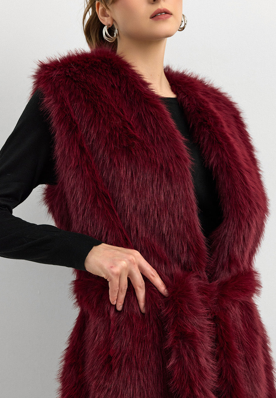 Kisya Tüylü Bağlamalı Yelek