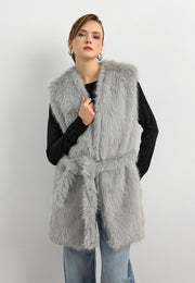 Kisya Tüylü Bağlamalı Yelek