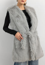 Kisya Tüylü Bağlamalı Yelek