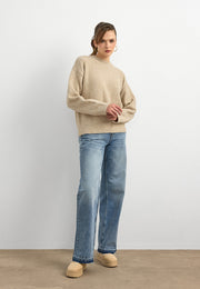 10640 Bisiklet Yaka Yumuşak Dokulu Kazak-A. Bej Mel.