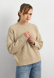 10640 Bisiklet Yaka Yumuşak Dokulu Kazak-A. Bej Mel.