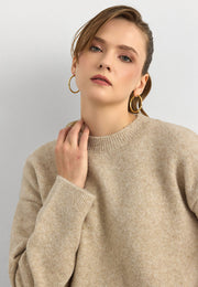 10640 Bisiklet Yaka Yumuşak Dokulu Kazak-A. Bej Mel.