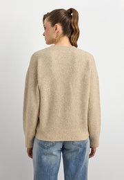 10640 Bisiklet Yaka Yumuşak Dokulu Kazak-A. Bej Mel.