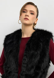 Kisya Tüylü Bağlamalı Yelek