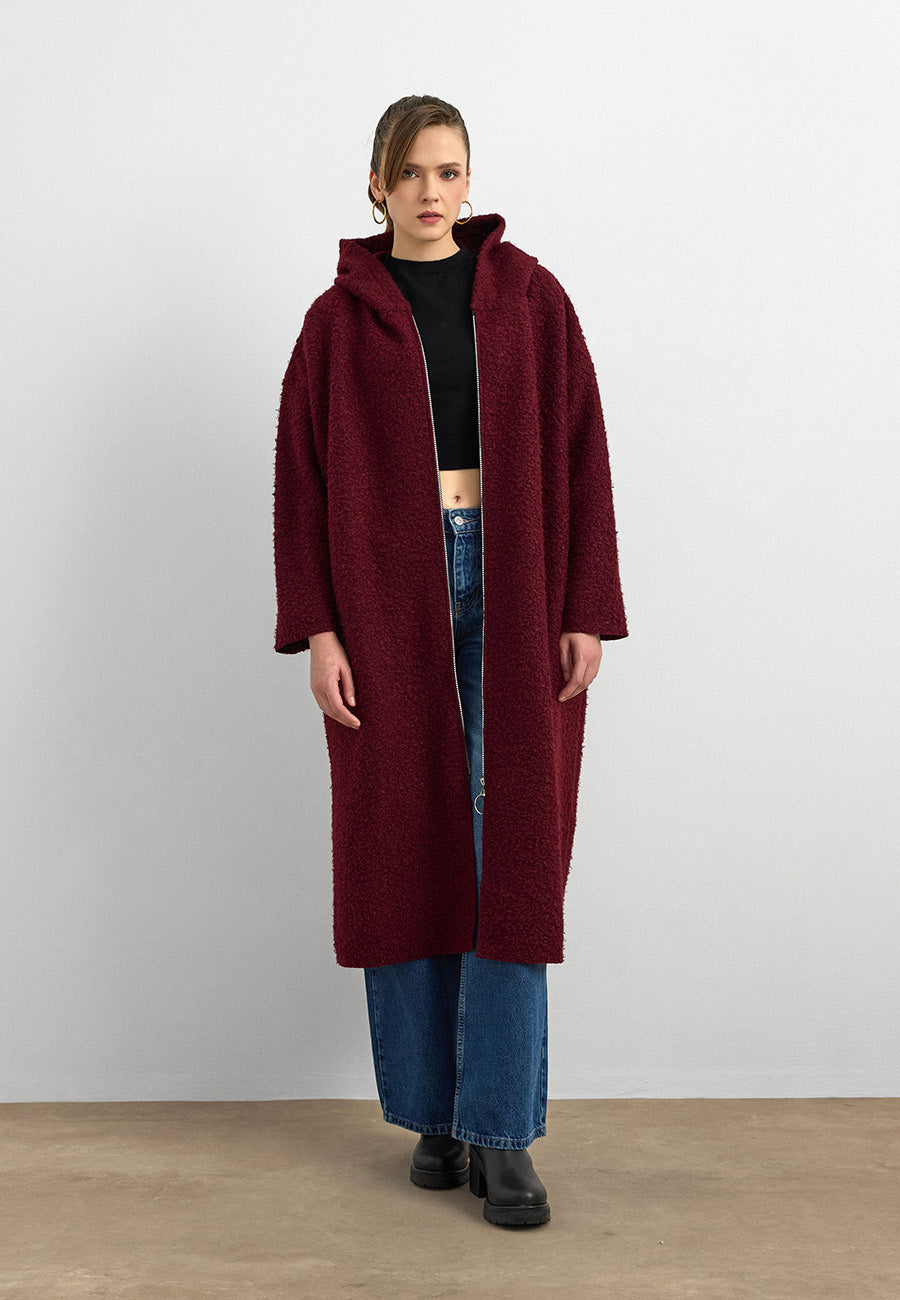 Teddy Buklet Kaban Bordo