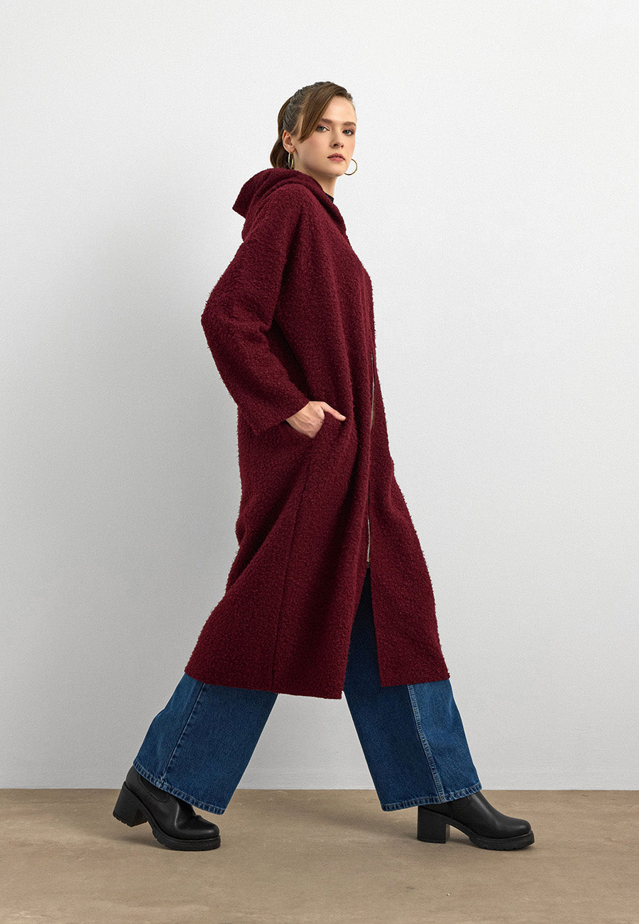 Teddy Buklet Kaban Bordo