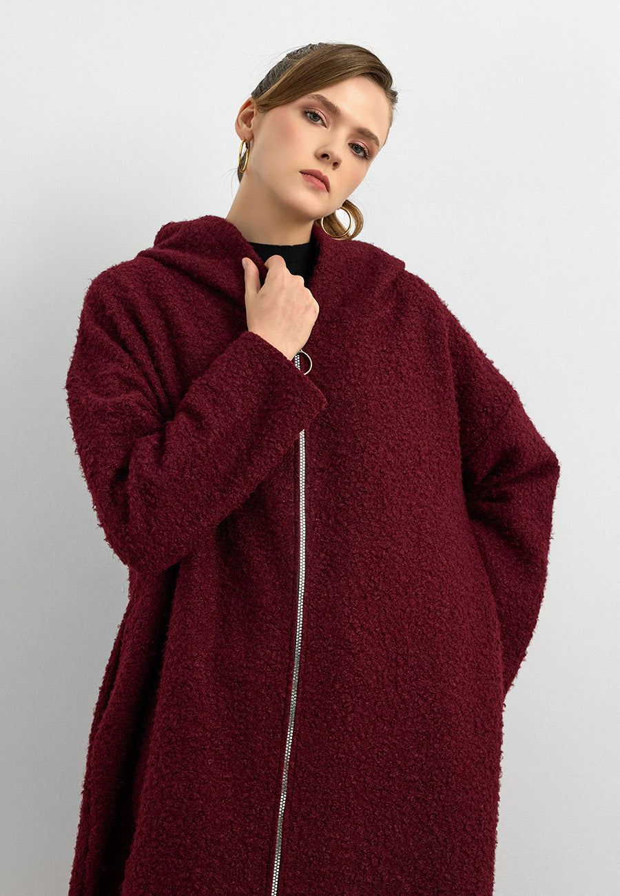 Teddy Buklet Kaban Bordo