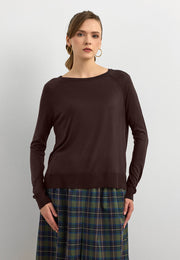 10536 Bisiklet Yaka İnce Triko-Bordo