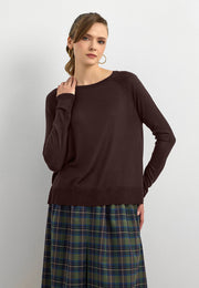 10536 Bisiklet Yaka İnce Triko-Bordo