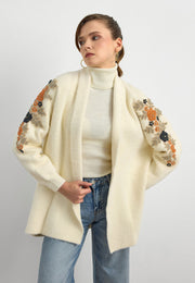 Premium Taş İşlemeli Hırka-Krem